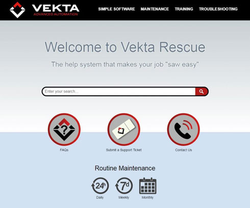Screenshot of Vekta Rescue support page