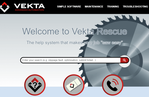 Screenshot of Vekta Support Portal